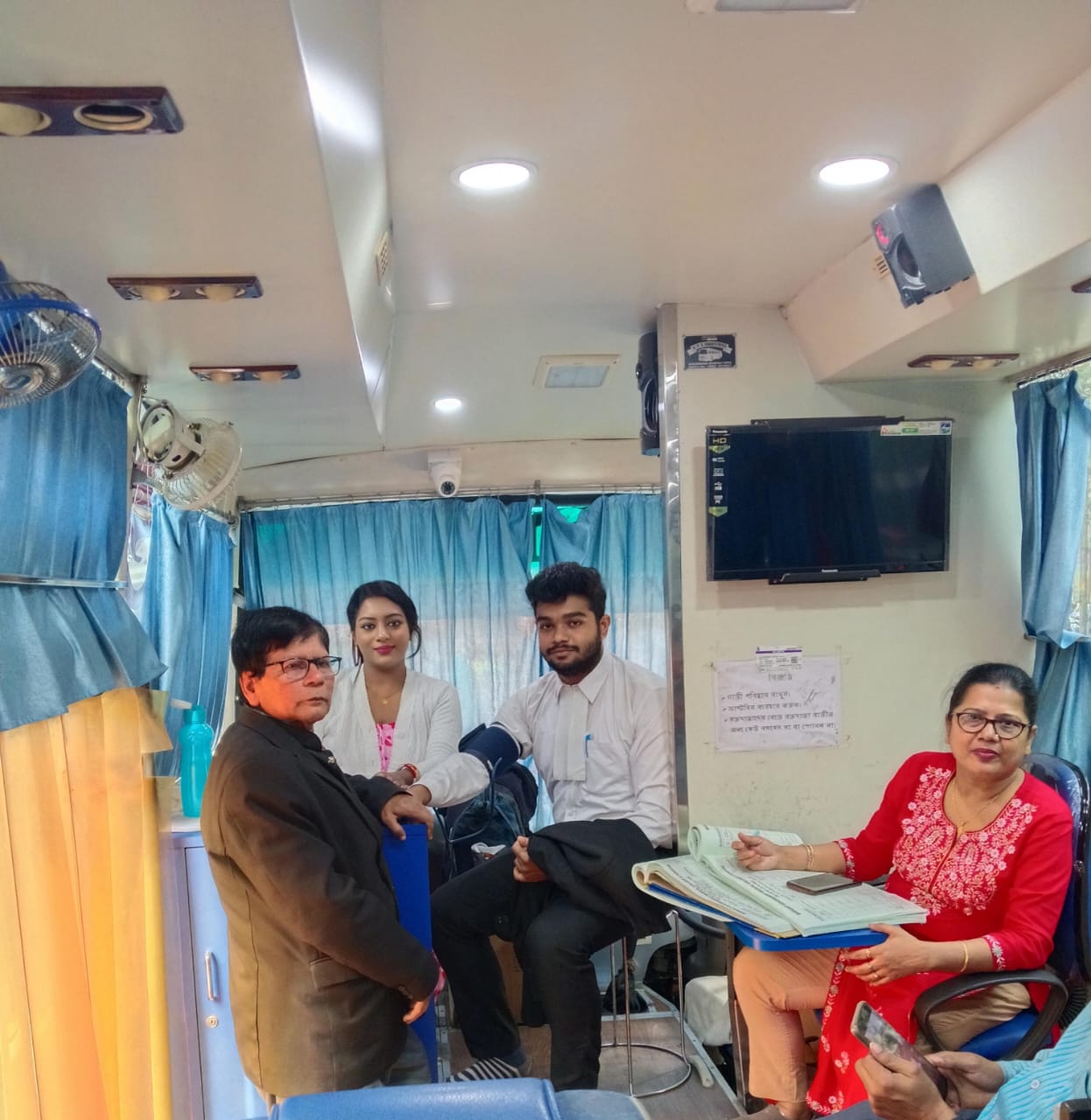 Documentation under way — donor logs, screening sheets, post-donation slips. — Chakla blood donation camp